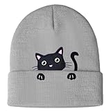 Cat Beanie for Cute Cat Lover Gifts Animal Knitted Hats Anime Hat for Women Girls (Acrylic, Gray)