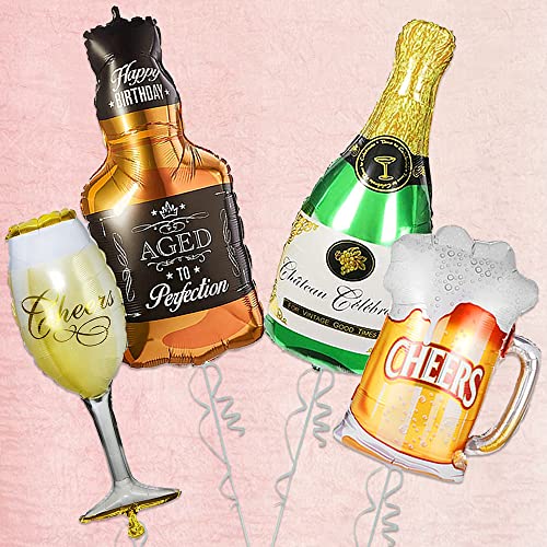Party Propz Large Champagne Balloon Combo - Beer Balloon For Beer Party Decorations | Adult Birthday Party Decorations | Mylar Champagne Bottle Balloon | Aged To Perfection Balloon Decoration #TOP1