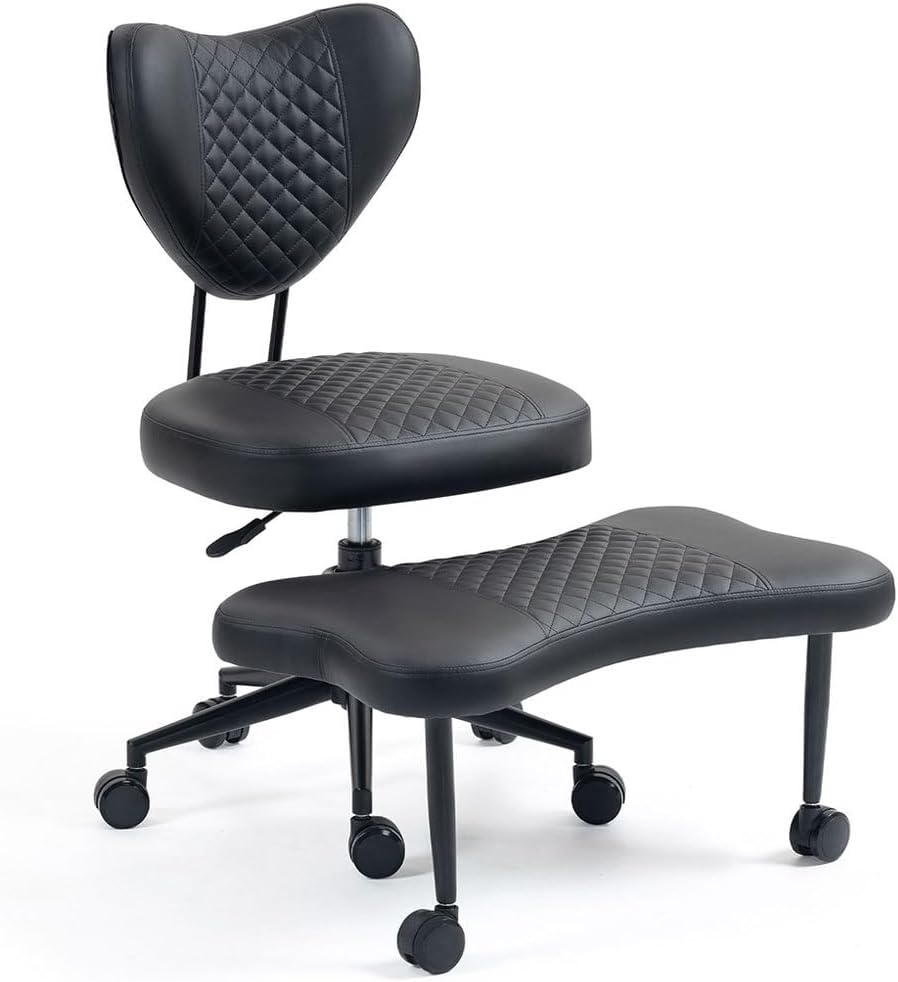 Criss Cross Office Chair,Upgraded Meditation Chair with Lumbar Support and Height-Adjustable Seat Cushion, for Multi Position Criss Cross Sitting Kneeling Fidgeting and Yoga