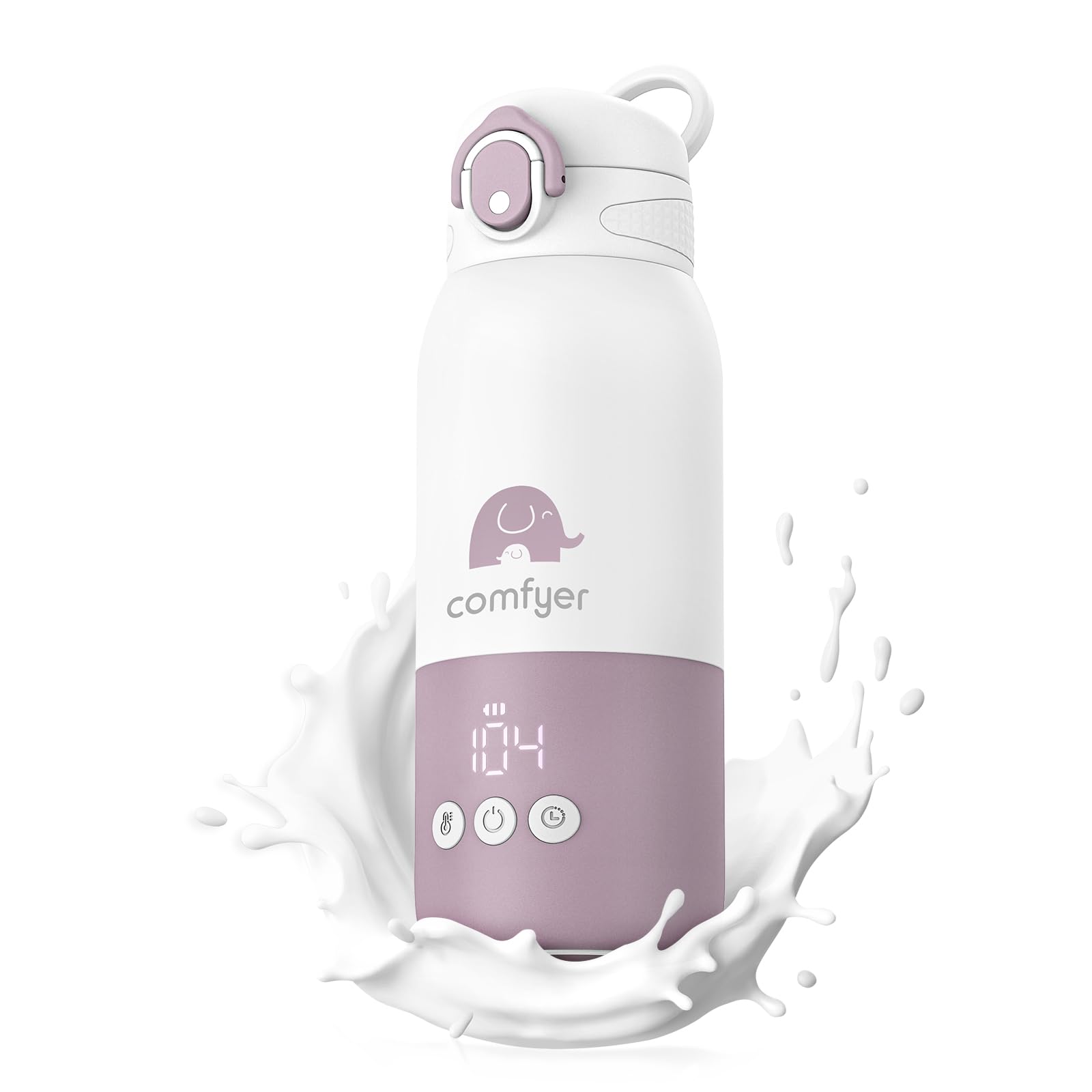 comfyer Scaldabiberon Portatile, Riscaldamento Rapido e Lunga Durata della Batteria, 2 Modalità per Latte Materno e Acqua, Grande Capacità di 340ml per Tutto il Giorno