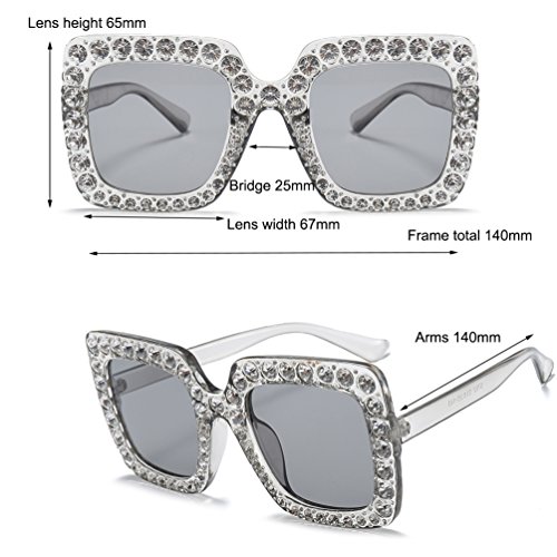 Armear Trendy Rhinestone Square Sunglasses Women Oversized Crystal Frame Designer Gradient Lens Eyeglasses 67mm 5