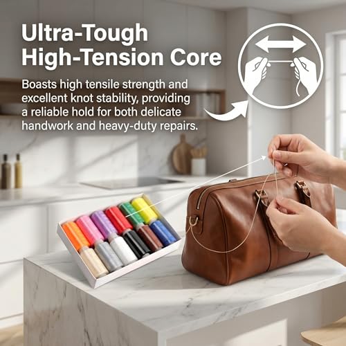 Kit de hilo para coser a mano de 12 colores con caja de almacenamiento – juego esencial de hilos para proyectos artesanales DIY miniatura 6