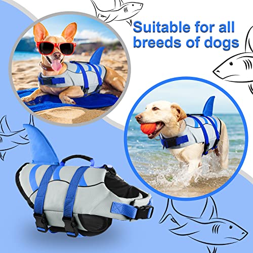 Fragralley Dog Life Jacket Shark, Dog Life Vest Adjustable Ripstop, Dog Swimming Safety Vest With Superior Buoyancy & Rescue Handle For Small Medium Large Dogs, Swim, Pool, Beach, Boating #TOP3
