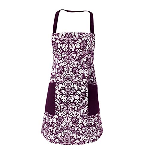Preisvergleich Produktbild Eastery Retro Königliche Schürze Baumwolle Frauen Küchenschürze Latzschürze Kochschürze Mit Tasche Einfacher Stil Geschenk Zum Muttertag Blau 78X66Cm (Color : Lila, Size : 78X66Cm)