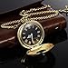 Hicarer Vintage Pocket Watch Steel Men Watch with Chain (Gold)