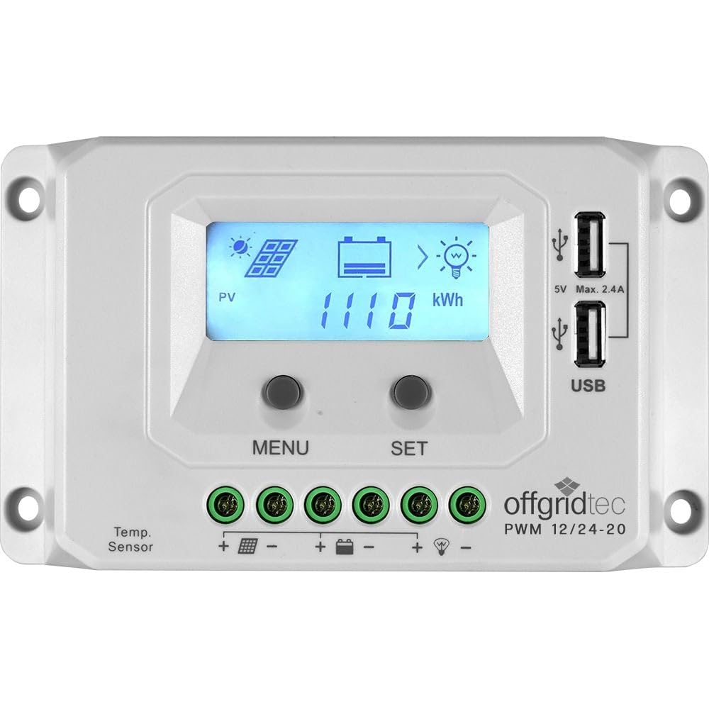 Offgridtec PWM Pro Régulateur de charge USB 12 V/24 V 20 A