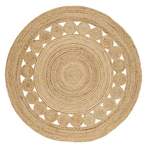 SAFAVIEH Natural Fiber Collection Area Rug - 3' Round, Natural, Handmade Boho Charm Farmhouse Jute, Ideal for High Traffic Areas in Living Room, Bedroom (NF364A)