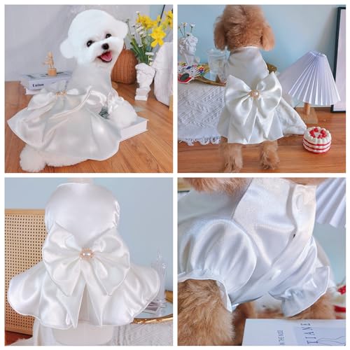 Ranphy Vestido de casamento para cachorro, saia com laço, vestido de princesa para cães, vestido de