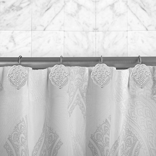 Creative Scents White Shower Curtain Hooks - Set Of 12 Shower Curtain Rings For Bathroom Shower Curtain Rod - Decorative Shower Hooks For Shower Curtain - (Vintage White Collection) #TOP1