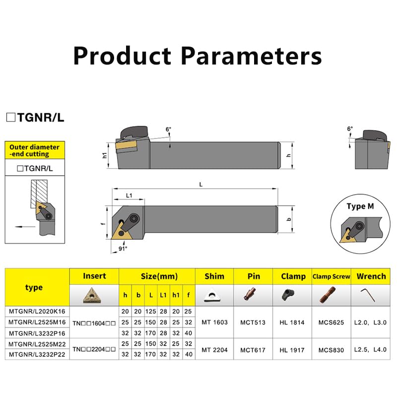 1pc MTGNR1616 MTGNR2020 MTGNR2525 MTGNR3232 External Turning Tool MTGNR MTGNL Lathe Bar Turning Holder CNC Cutting Tool Cutter Bar(MTGNR1616H16)