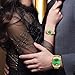 MASTOP Couple Watches Swiss Brand Golden Watch Men Women Stainless Steel Waterproof Quartz Watch (Green)