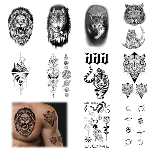 Tatuajes Temporales,Tatuajes Temporales Adultos,Cuerpo,Brazo, Pecho, Hombro, Para Hombres y Mujeres, Diferentes Diseño（A、B、C、D、E、F） (F)