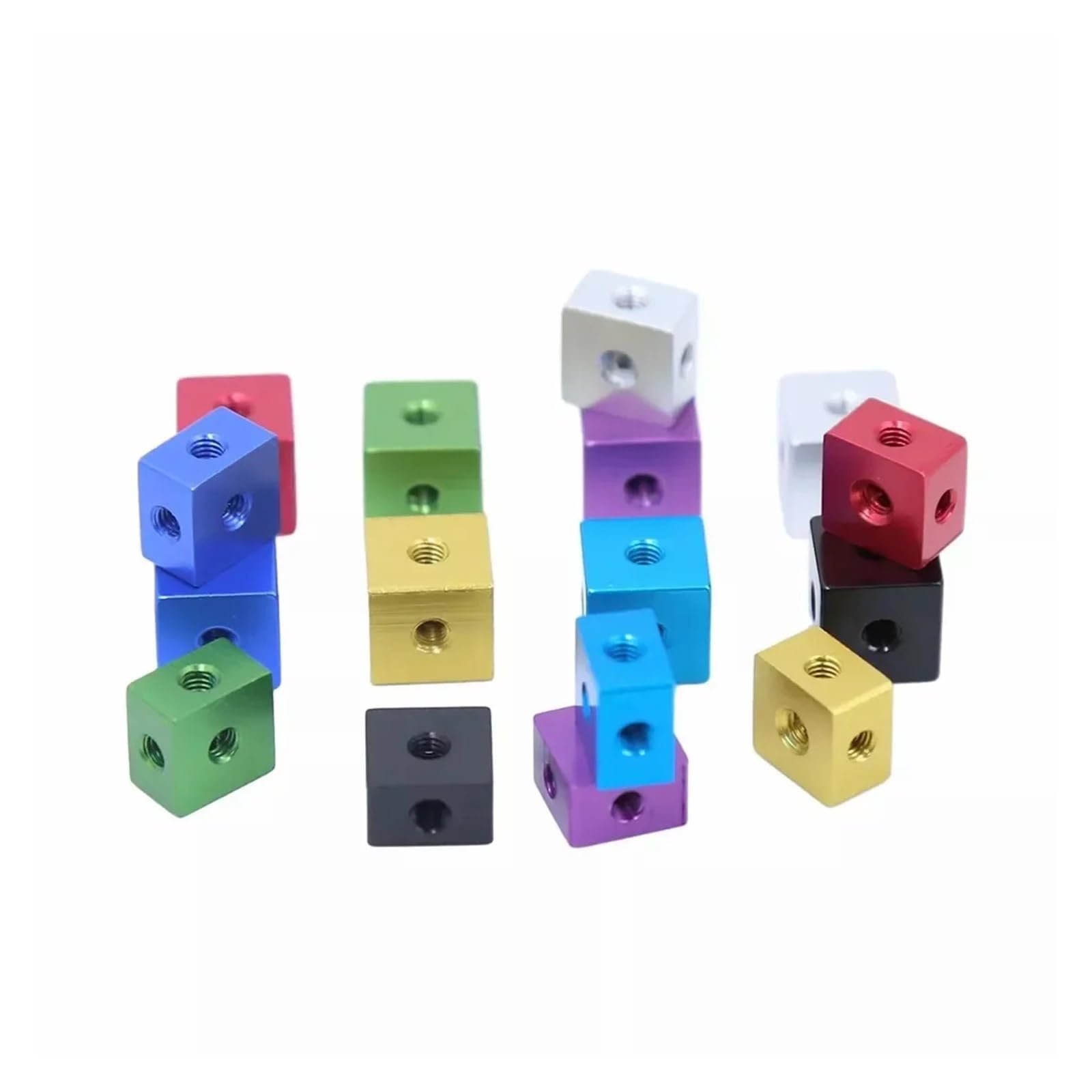 5 pezzi in lega di alluminio anodizzato M3 M4 M5 M6 M8 M10 cubo connettore staffa di fissaggio distanziatore quadrato distanziatore a T 6 vie(Aluminium Colour,M6 x20 x 20 x 20mm)