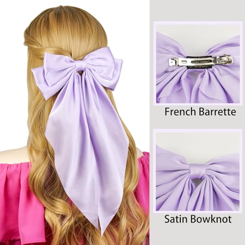 Pinzas para cabello lazo largo satinadas 4 piezas miniatura 3