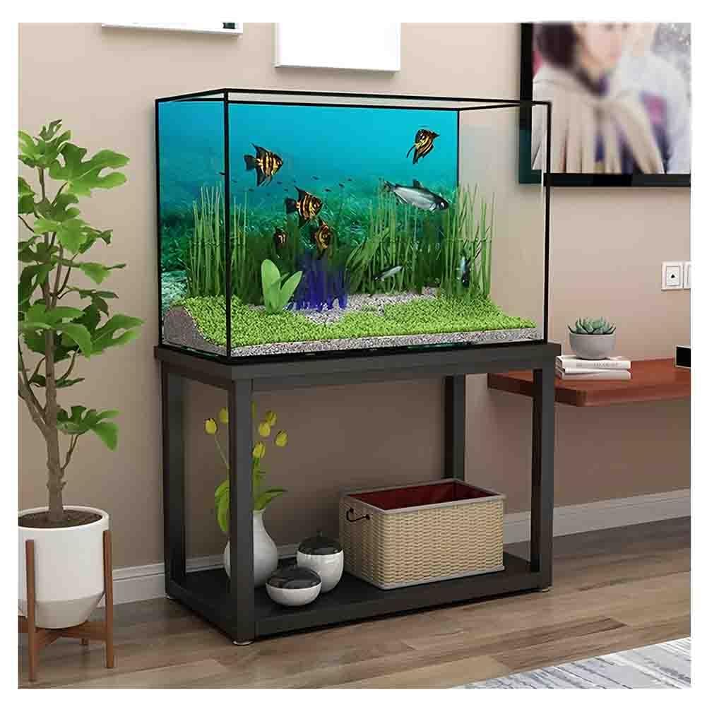 Generisch Aquarium Stand, Sturdy Metal Holder with Non-Slip Design, Double Layer Storage Rack for Home, Office, Corner Display
