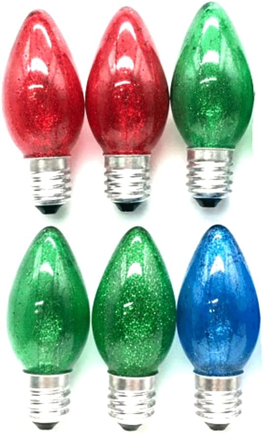 Color Night Light Bulb Party or Event Lighting Replacement Bulbs C7 120V 7W - 4 Pack