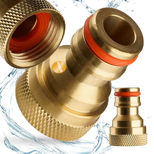 BEGRIS® Universal Wasserhahnanschluss, Wasserhahn Adapter für 1/2 Zoll Schlauch, Kunststoff Schlauchanschluss verhindert Wasseraustritt, Hochwertiger Messing Wasserhahn Aufsatz Garten