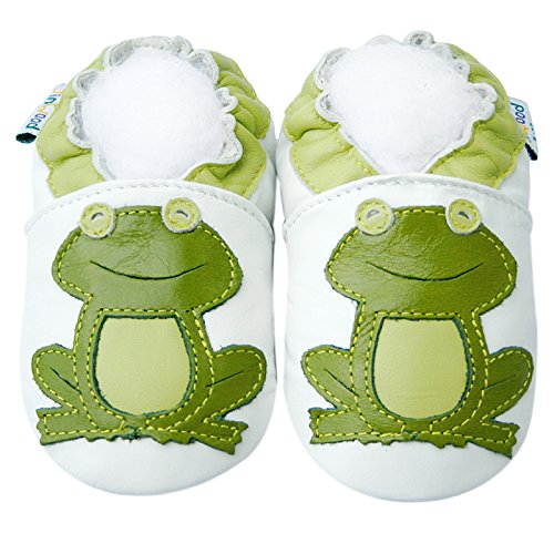 Leather Baby Soft Sole Shoes Boy Girl Infant Children Kid Toddler Crib First Walk Gift Frog Green (12-18month, Green)