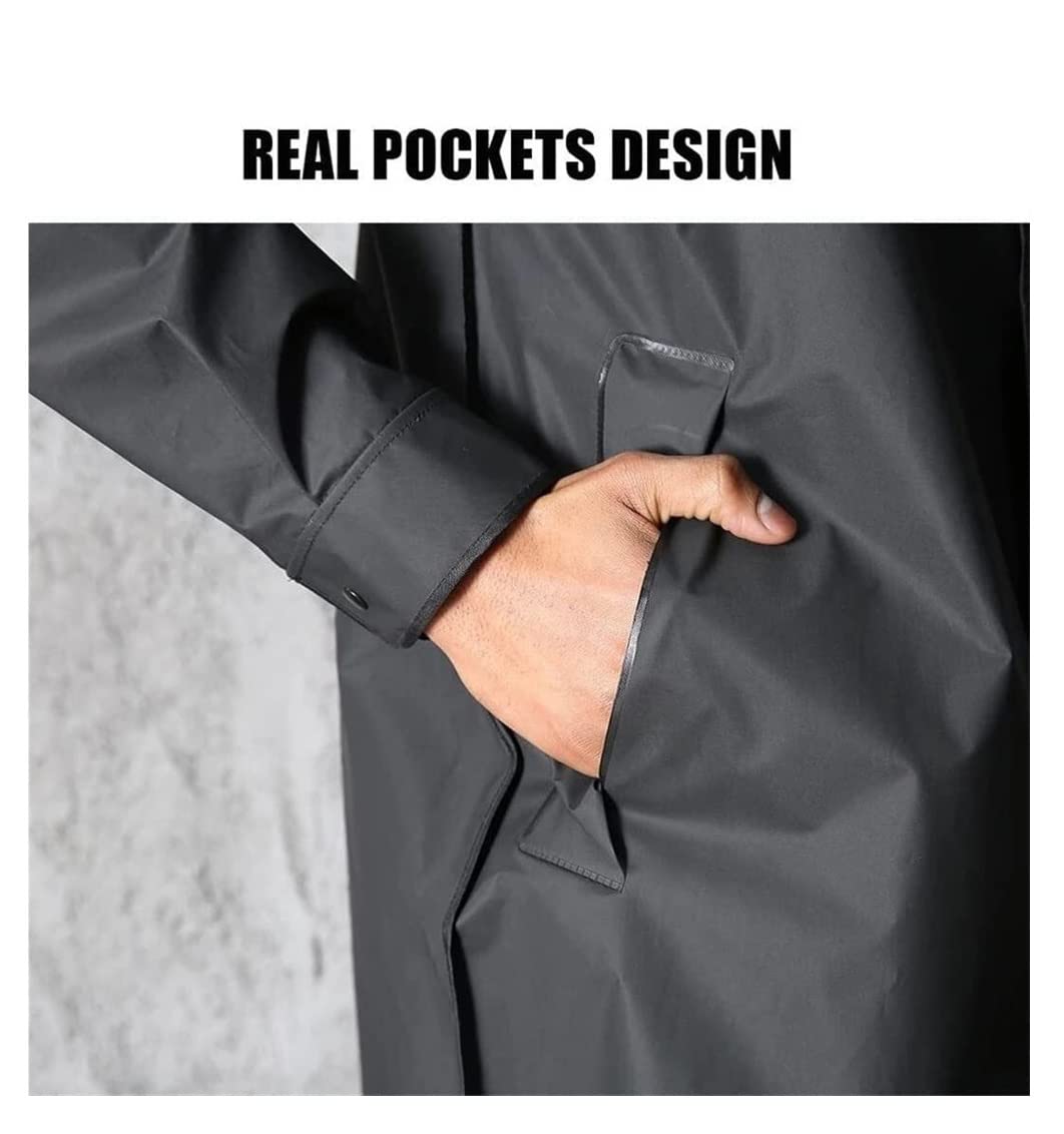 Poncho de Lluvia Chubasquero Largo Impermeable Negro Para Hombre, Chubasquero Con Capucha Para Senderismo Al Aire Libre, Viajes, Pesca Chubasquero Mujer