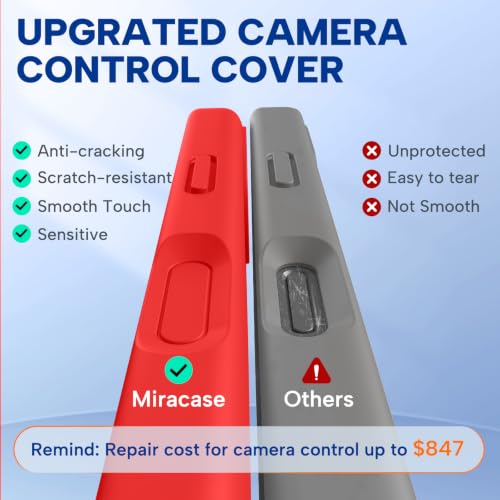 Image of miracase Compatible with iPhone 16 Case, [Soft Anti-Scratch Microfiber Lining], Compatible with MagSafe, Liquid Silicone Case Shockproof Drop Protection Phone Case for 16,Red