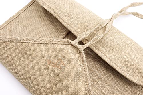 Image of ETCHR Canvas Roll Up Brush Pouch - Brown Paint Brush Holder with Canvas Ties