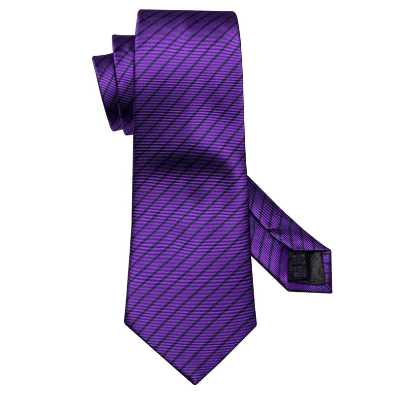 Set de broche y corbata de seda rayada para hombre miniatura 2