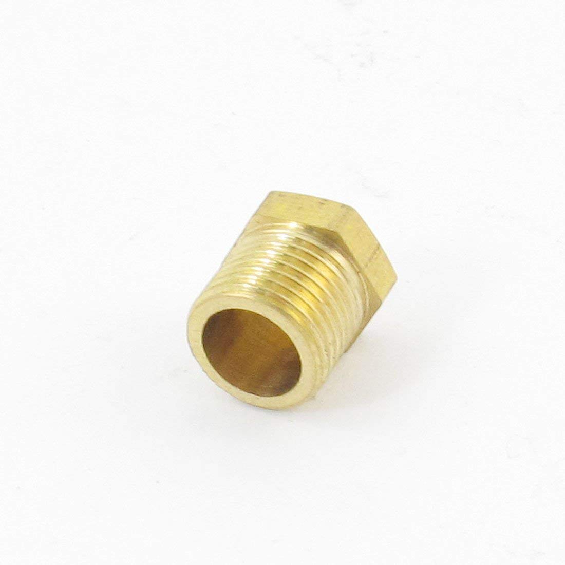 Brass 1/8 "PT Male Thread Diameter Socket Hex Head Plug Pipe Fittings Gold Tone
