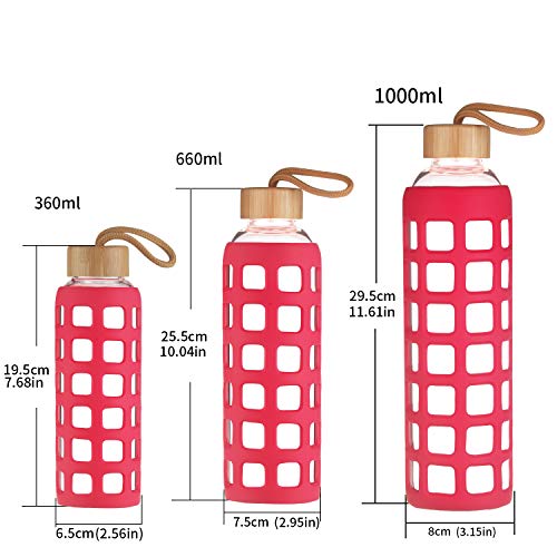 Cleesmil Bottiglia d'Acqua in Vetro, Borraccia