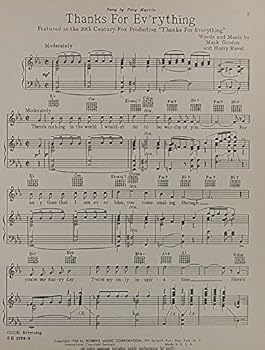 THANKS FOR EVERYTHING Gordon & Revel TONY MARTIN 1938 Movie Sheet Music