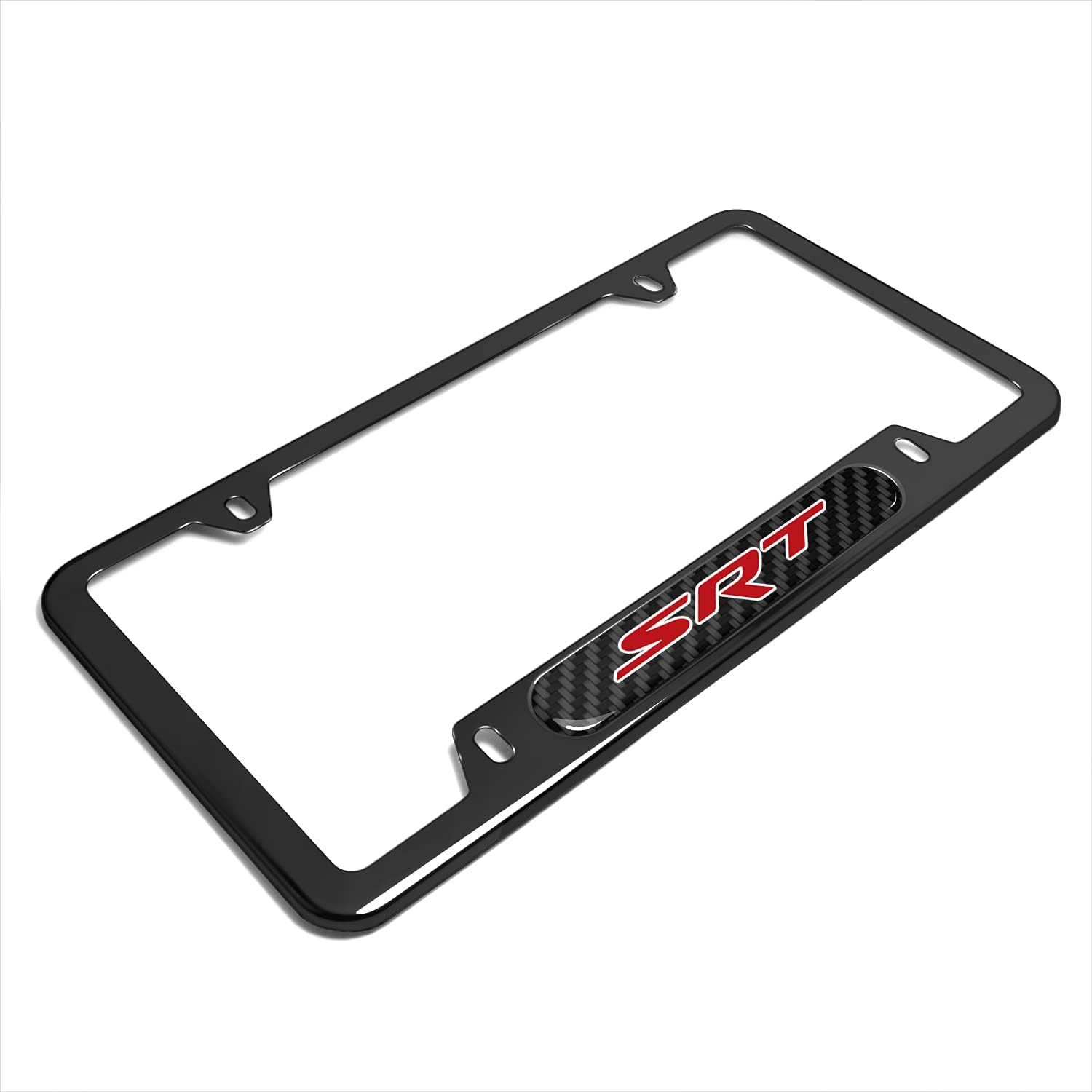 iPick Image Compatible with SRT Logo Real Carbon Fiber Insert Black 50 States Stainless Steel License Plate Frame