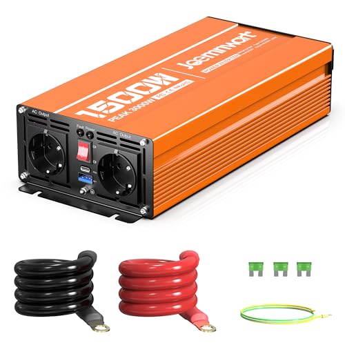Inverter 1500W Convertitore di Tensione a Onda Sinusoidale Modificata da 12V a 230V Potenza di Picco 3000W ideale per laptop tablet smartphone e altro