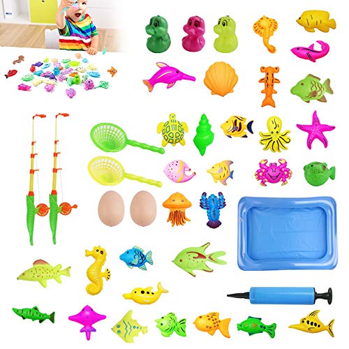 Comius Sharp Juguete de Pesca para Niño, 41 PCS Juguete de la Flotando Pesca Conjunto, Educativa Juego Juguetes de Piscina & Bañera para Niños