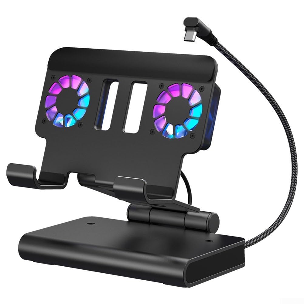 Docking station portatile con doppie ventole di raffreddamento 4K@144Hz per Steam Deck per legion Go -X 100W PD USB-C Hub Nero (nero)