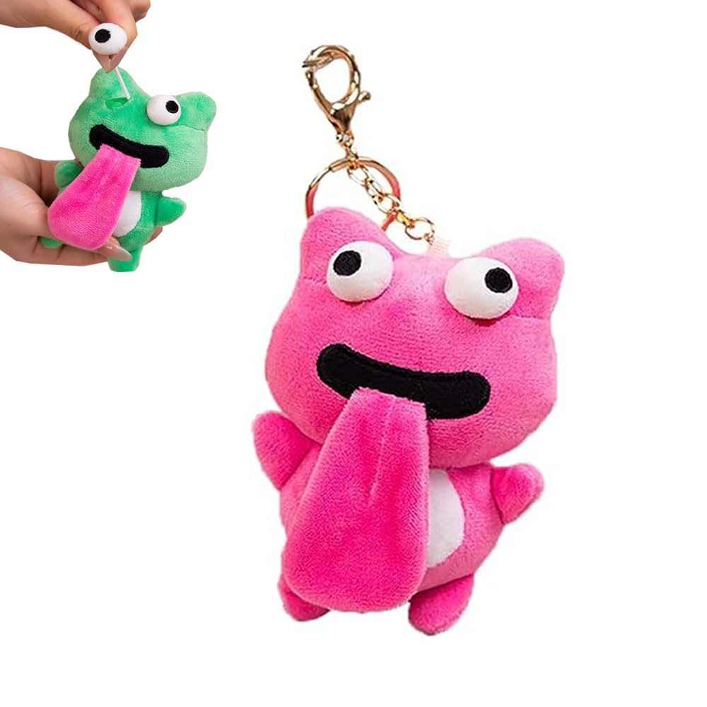Amazon.co.jp: かわいいカエルのぬいぐるみキーチェーン、舌を突き出す