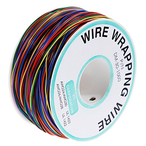 Anpro 280m 8 Fils 30AWG Rouleau de Câble Fil Electrique Câble de test Wrapping En Cuivre Etamé Isolant En PVC P/N B-30-1000 -8 couleurs pour du câblage électronique