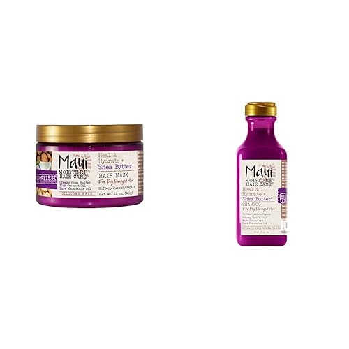 Maui Moisture Champú de manteca de karité, mascarilla para el cabello y acondicionador sin enjuague para una nutrición profunda e hidratación