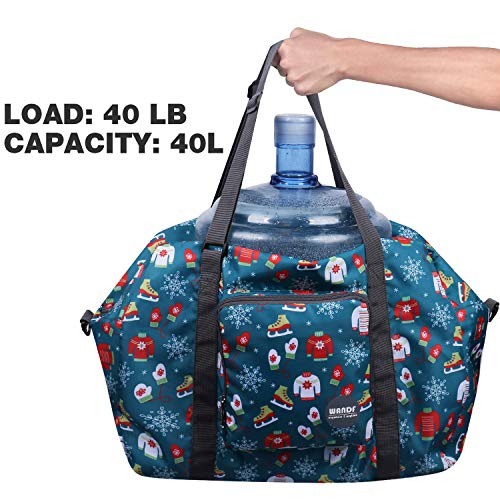 Wandf Foldable Travel Duffel Bag Carryon Luggage Sports Gym Weekend Tote Bag Water Resistant Nylon for Women