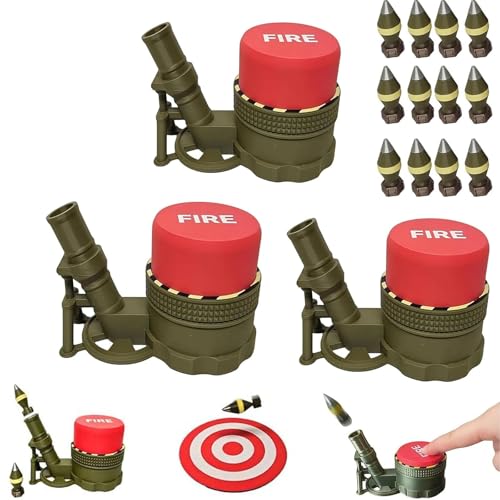 Air Slam Mortar Launcher| Over 20ft/6m High, 2026 Upgrade 3D Printing Mortar Launcher Play Set, Push Type Mortars Launchers, with Target & 4 Projectiles, Battery-Free Game Gift for All Ages (3pcs)