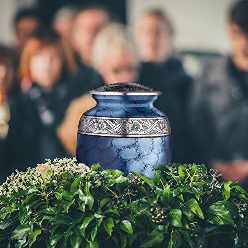 Cremation Urn for Ashes, for Adults up to 300lbs, Blue Funeral Burial Urns w/Satin Bag for Human Ashes - Thumbnail 7