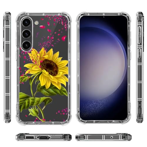 FKBRCL4U for Samsung Galaxy S23 Plus Case, Clear with Falling Red Petal Sunflower Pattern Graphic for Girl Women Soft Silicone Shock Protection for Samsung Galaxy S23 Plus - image 2