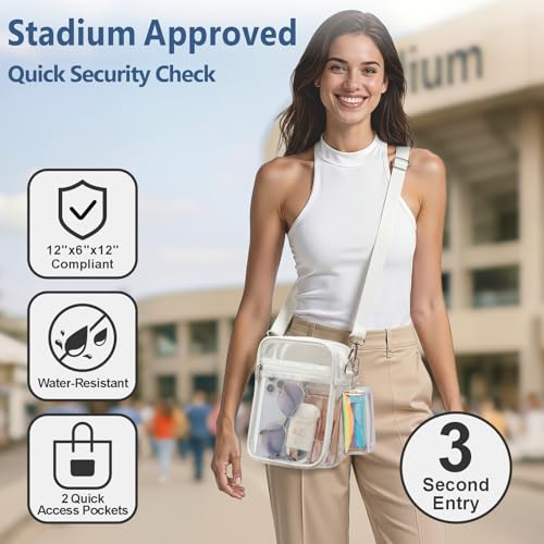 Image of PACKISM Clear Bag for Stadium Events - Clear Purses for Women Transparent Crossbody Messenger Bag for Concerts Game Day