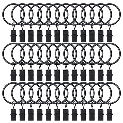 BOOMIBOO 36 Pack Curtain Rings with Clips, Drapery Clips with Rings, Hangers Drapes Rings, Drapery...