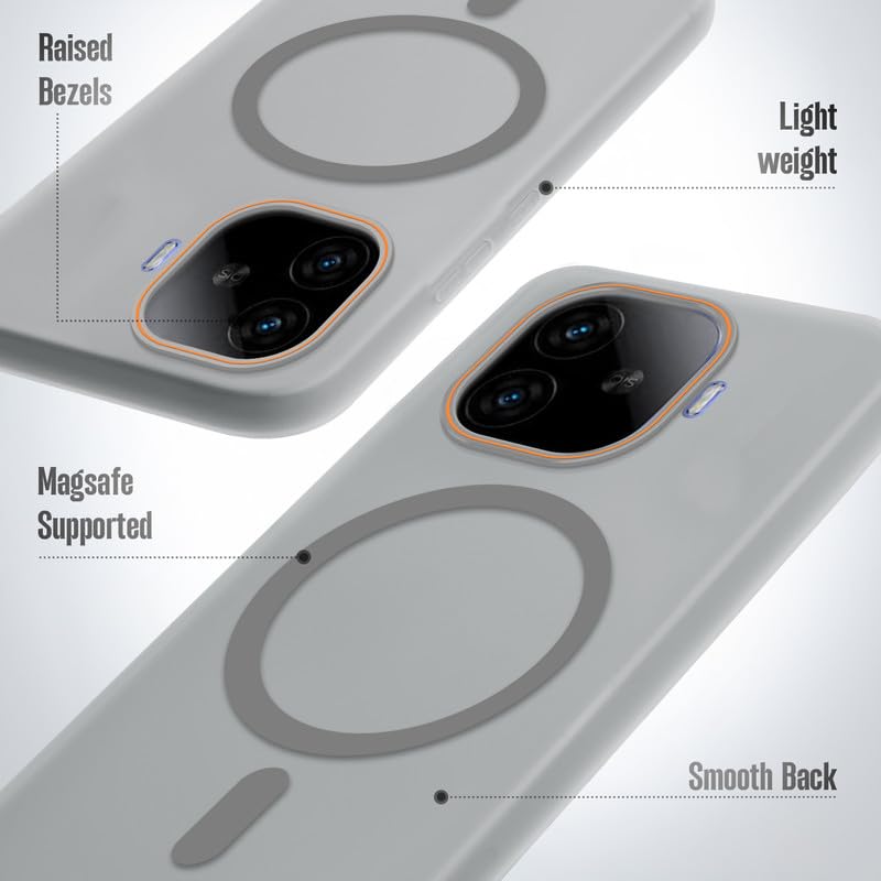 Image of Mr. Case Back Cover for iQOO Neo 10R 5G Sleek Frosted Translucent Back Only Compatible with Wireless Magnetic Accessories | Anti-Scratch Shockproof Phone Case - Grey