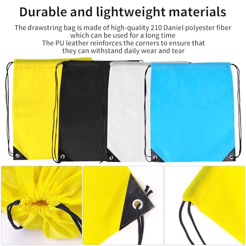 4 Pack Drawstring Backpack Bulk, Colorful Cinch Bag for Gym Sports, Foldable String Bags with Reinforced PU Corners, Small Travel Beach Bag for Women Men Kids, 13.4"x16.5"2