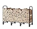CALIDOLA 8ft Firewood Storage Log Rack with Cover,Heavy Duty Indoor Outdoor Log Holder,Black