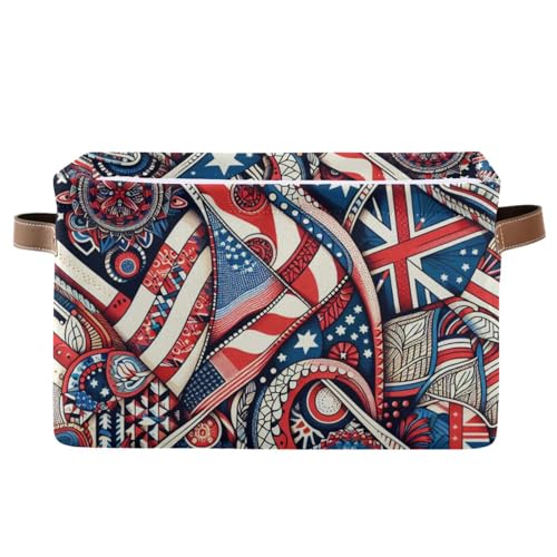 PaChyLuu Independence Storage Basket Bin Canvas Fabric Organizer Toys Basket with Handles for Home Office Nursery, Clothes, Gifts, 1 Pcs