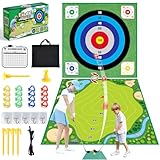 Jovizo Golf Chipping Game with Double-Sided Mat, 2 Adjustable Golf Clubs, 20 Sticky Balls, Outdoor Indoor Family Toss Game, Sport Toy Gift for Kids Adults