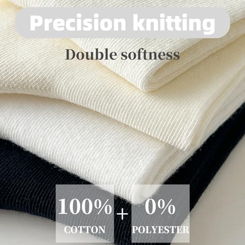 Lullaxx Women's 100% Cotton Mid-Calf Socks(6 Pairs),Breathable, Sweat-Wicking, Odour-Resistant Casual Calf Socks,Black,White