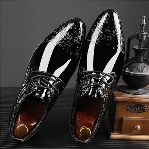 Mens Lace up Patent Leather Oxford Dress Shoes Business Office Formal Casual Large Size Breathable Comfortable Wedding Shoes4