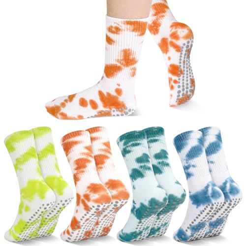 Utensilsto 4 Paar Pilates Socken,Bunter Batik Stoppersocken Damen Rutschfeste,Anti Rutsch Yogasocken mit Noppen,37-41 Yoga Socken für Ballett Tanzen Trampolin Gymnastik Fitness Utensilsto 4 Paar Pilates Socken,Bunter Batik Stoppersocken Damen Rutschfeste,Anti Rutsch Yogasocken mit Noppen,37-41 Yoga Socken für Ballett Tanzen Trampolin Gymnastik Fitness